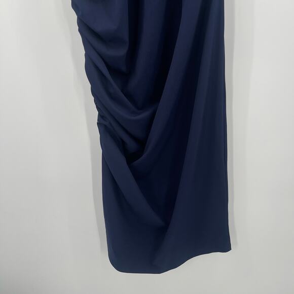 ELOQUII Dress Size 20 Navy NWT Midi Stretch Sleeveless Ruched Bodycon Plus Curvy - Picture 10 of 15